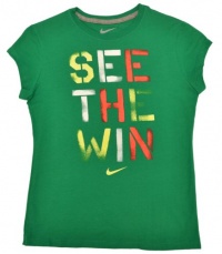 NIKE Girls' See the Win Casual Shirt Green-Medium