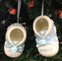 Baby's First Christmas Boy Shoes Ornament - 2011