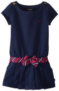 Nautica Girls 2-6X French Terry Dress, Naval Blue, 2T