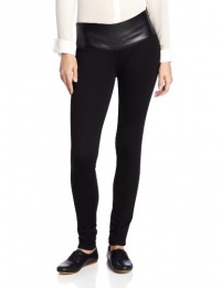 XOXO Juniors Pleather Ponte Mix Skinny Pant, Black, 5