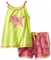 PUMA Girls 2-6X Halter Star Print Short Set, Green, 6