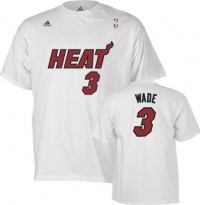 Dwyane Wade adidas White Name and Number Miami Heat T-Shirt