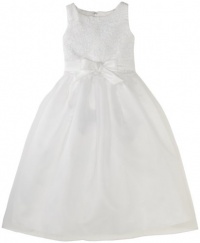 Us Angels Girls 7-16 Lace and Organza Dress, White, 14