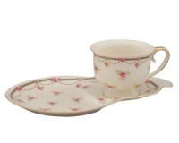 Gracie China Pink Petite Fleur Porcelain 2-Piece Snack Set