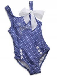 GUESS Kids Girls Little Girl Polka-Dot One-Piece Swimsuit, PURPLE (4)