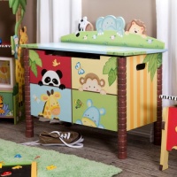 Teamson Kids Sunny Safari Toy Box with Rocking Chair