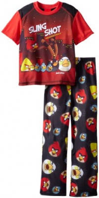 AME Sleepwear Boys Angry Birds Sling Shot, Black/Red, 8