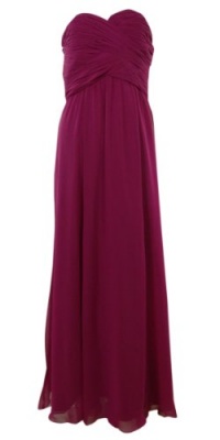 Pleated Sweetheart Strapless Crepe Gown Dress (6, Berry)