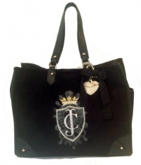 Juicy Couture Embellished 'JC' Velour Nicola Tote, Black