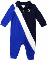 Ralph Lauren Layette Boy's Big Pony Coverall, Blue, 12M