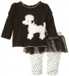 Nannette Baby-Girls Newborn 2 Piece Poodle Skegging Set, Black, 6-9 Months