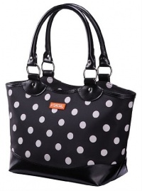 Sachi Fashion Insulated Lunch Bag, Black with White Dots