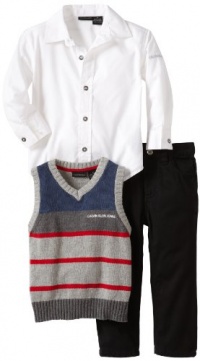 Calvin Klein Boys 2-7 Vest With Shirt And Pants, Gray, 3T