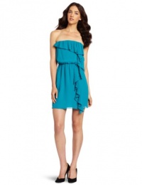 BCBGeneration Women's Ruffle Tube Dress, Teal Blue, Small