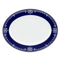 Lenox Marchesa Couture Oval Platter, Empire Pearl Indigo