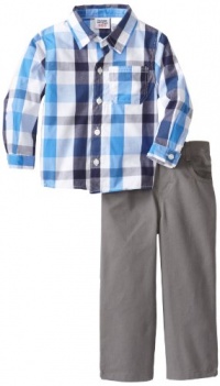 Peanut Buttons Boys 2-7 Toddler Plaid Shirt Set, Blue, 4T