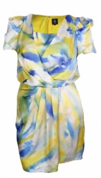 Vince Camuto Women's Watercolor Dress (12, Yellow Tie Dye)