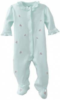 Little Me Baby Girl Newborn Rosebud Footie, Aqua, 3 Months