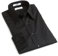 Van Heusen Men's Tall Long Sleeve Wrinkle Free Poplin Solid Shirt, Black, 18 - 35/36