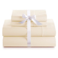 Luxury 100% Cotton Deep Pocket Sheet Set, Queen Size, Ivory