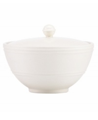 Elegance comes easy with this sugar bowl from kate spade new york's Fair Harbor white dinnerware. Durable stoneware in a milky white hue is half glazed, half matte and totally timeless.