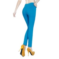 HDE Women's High Waisted Bright Aqua Blue Skinny Trousers