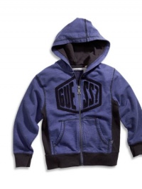 GUESS Kids Little Boy Zip-Front Embroidered Hoodie, BLUE (4)