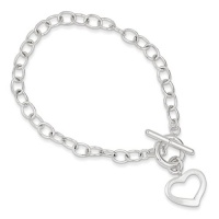 Gold and Watches Sterling Silver Open Link Heart Bracelet