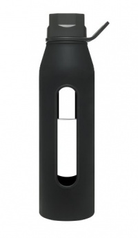 Takeya Classic Glass Water Bottle with Silicone Sleeve, Black, 22-Ounce