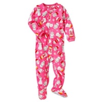 Carter's Girls Pink Snowman Fleece Footed Sleeper Pajamas