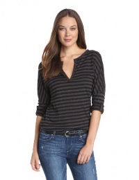 Michael Stars Women's Soho Stripe Roll Sleeve Faux Henley