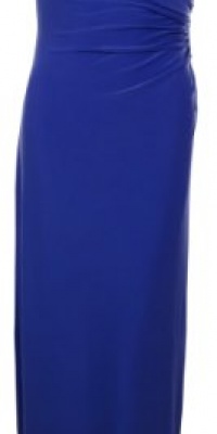 Embellished One Shoulder Ruched Jersey Dress (8P, Blueberry)