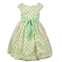 Lime Green Splendid Polka Dot Chiffon Girls Dress-Green-4