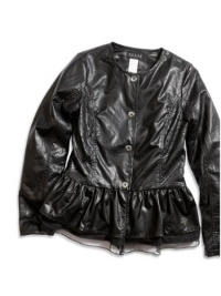 GUESS Kids Girls big girl faux-leather jacket, BLACK (10/12)