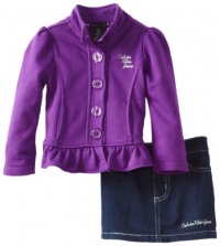 Calvin Klein Girls 2-6X Jacket with Denim Skirt, Purple, 3T