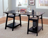 Coaster Trestle Style Office Desk Table, Black Wood Finish