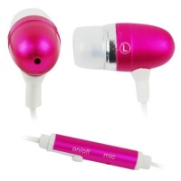 Hot Pink 3.5mm Metal Stereo Headset Handsfree Soft Gel Earbud with Microphone for metroPCS LG Optimus M MS690