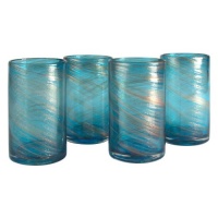 Artland Shimmer Highball Glass, 19-Ounce, Turquoise, Set of 4