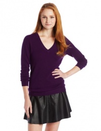 Magaschoni Women's 100% Cashmere V Neck Sweater, Pansy,Small