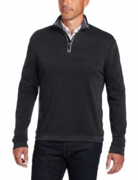 Perry Ellis Men's Long Sleeve 1/4 Zip Mock Neck With Tipping