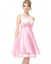 Ever Pretty Ruffles Silk Satin Bow Rhinestones One Shoulder Cocktail Dress 03229