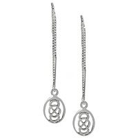 Sterling Silver Celtic Knot in Oval Threader Earrings