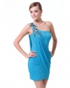 Ever Pretty One Shoulder High Stretch Ornamental Mini Cocktail Dress 03594