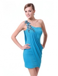 Ever Pretty One Shoulder High Stretch Ornamental Mini Cocktail Dress 03594