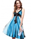 Ever Pretty V-neck Striped Ribbon Bow Empire Line Cocktail Dress 27181