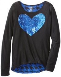 Flowers by Zoe Girls 7-16 Sequin Heart Top, Royal Blue, Small