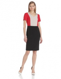 Jones New York Women's Colorblock Short Sleeve Stretch Crepe Dress