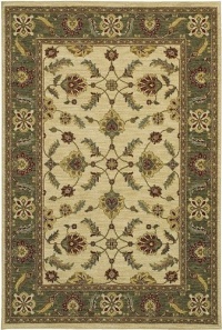 Area Rug 2x4 Rectangle Traditional Ivory-Limestone Green Color - Karastan Sierra Mar Collection