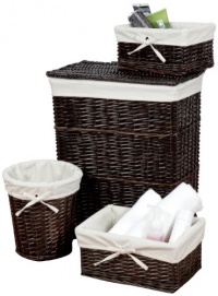 Creative Bath Wickerworks 4-Piece Hamper/Storage Set, Walnut