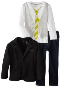 Calvin Klein Boys 2-7 Fleece Blazer Y Tee And Jeans, Black, 7